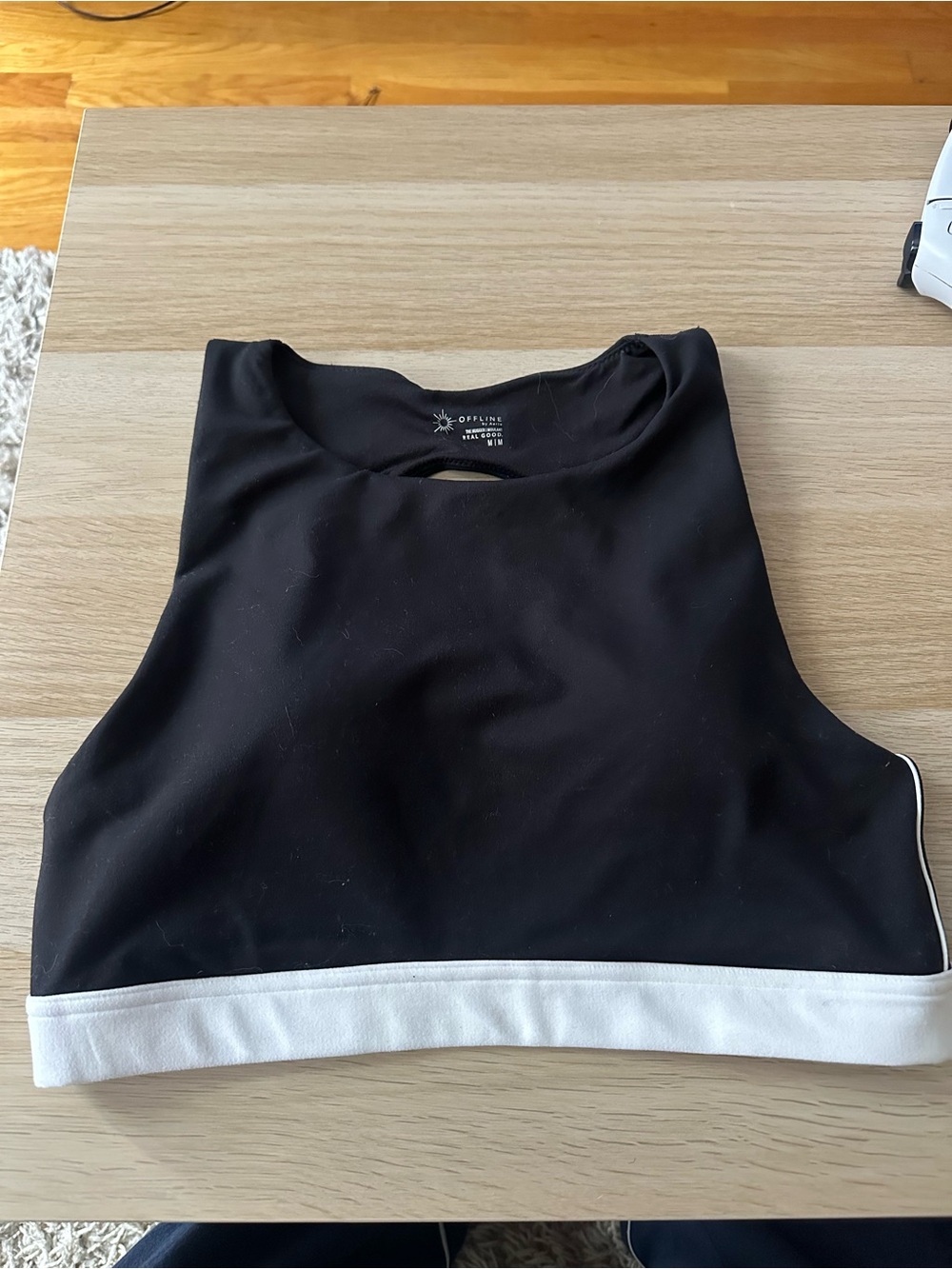 Black Athletic Crop Top with White Band